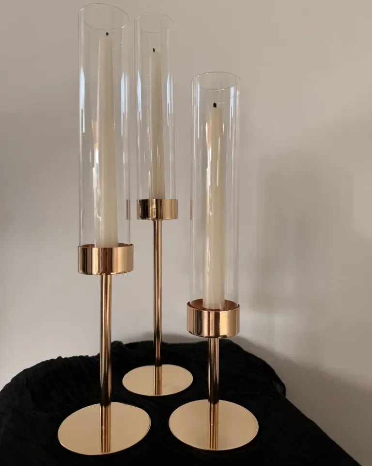 Kerzenständer Glaszylinder Gold